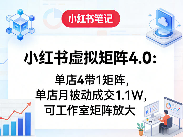小红书虚拟矩阵4.0：单店4带1矩阵，单店月被动成交1.1W，可工作室矩阵放大 - 臻优资源网