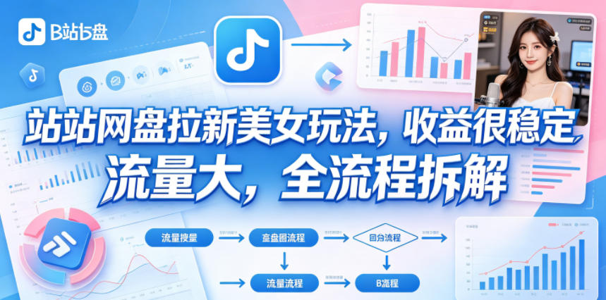B站网盘拉新美女玩法，收益很稳定，流量大，全流程拆解 - 臻优资源网