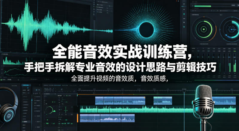 全能音效实战训练营，手把手拆解专业音效的设计思路与剪辑技巧，全面提升视频的音效质感 - 臻优资源网