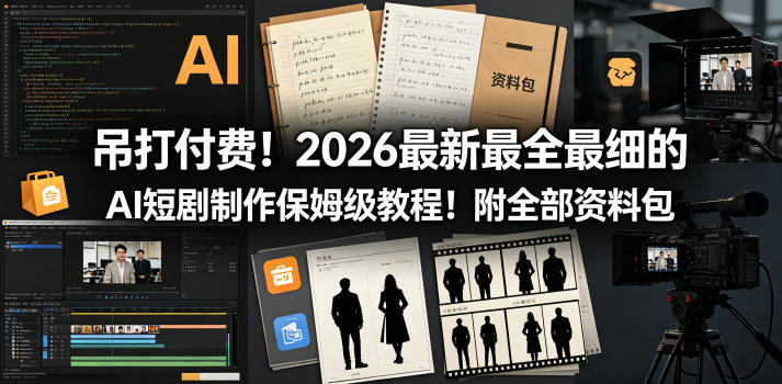 吊打付费！2026最新最全最细的AI短剧制作保姆级教程！附全部资料包 - 臻优资源网