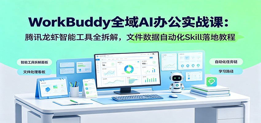 WorkBuddy全域AI办公实战课：腾讯龙虾智能工具全拆解，文件数据自动化Skill落地教程 - 臻优资源网
