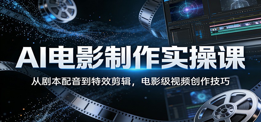 AI电影制作实操课：从剧本配音到特效剪辑，电影级视频创作技巧 - 臻优资源网
