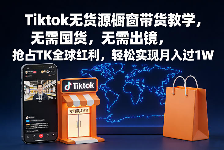 Tiktok无货源橱窗带货教学，无需囤货，无需出镜，抢占TK全球红利，轻松实现月入过1W - 臻优资源网