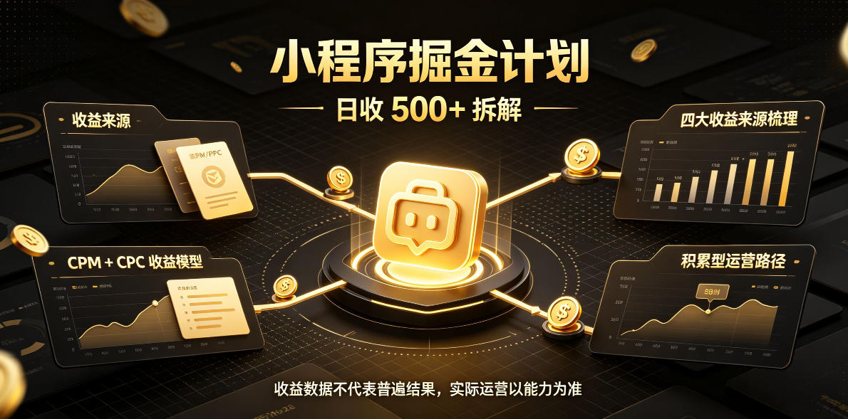 小程序推广计划，日收500+，腾讯官方打款，客户留存率高，收益长期稳定【揭秘】 - 臻优资源网