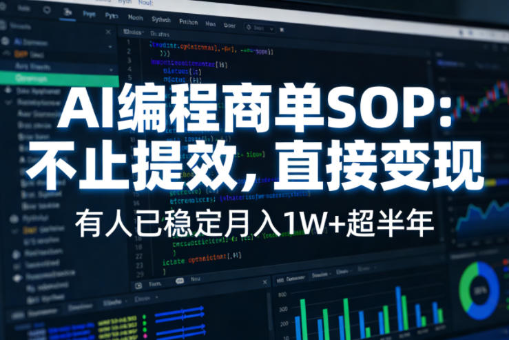 AI编程商单SOP，AI编程不能只给工作提效，还要直接变现，有人已经稳定月入1W+半年了 - 臻优资源网