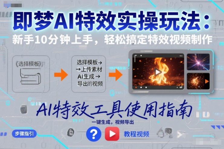 即梦AI特效实操玩法：新手10分钟上手，轻松搞定特效视频制作 - 臻优资源网