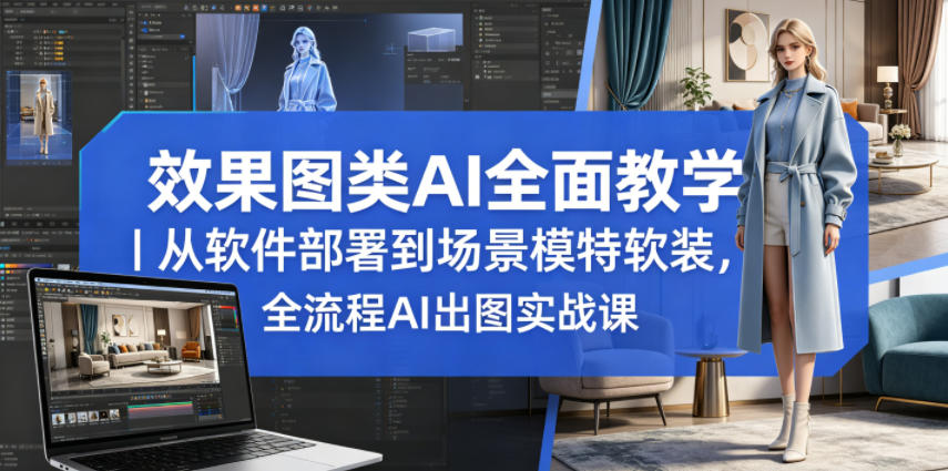 效果图类AI全面教学｜从软件部署到场景模特软装，全流程AI出图实战课 - 臻优资源网