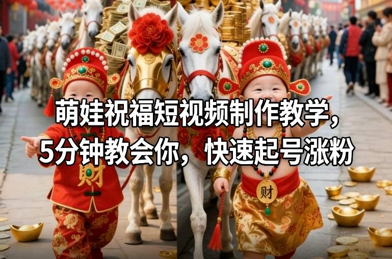 萌娃祝福短视频制作教学，5分钟教会你，快速起号涨粉 - 臻优资源网