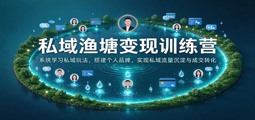 私域渔塘变现训练营：系统学习私域玩法，搭建个人品牌，实现私域流量沉淀与成交转化 - 臻优资源网