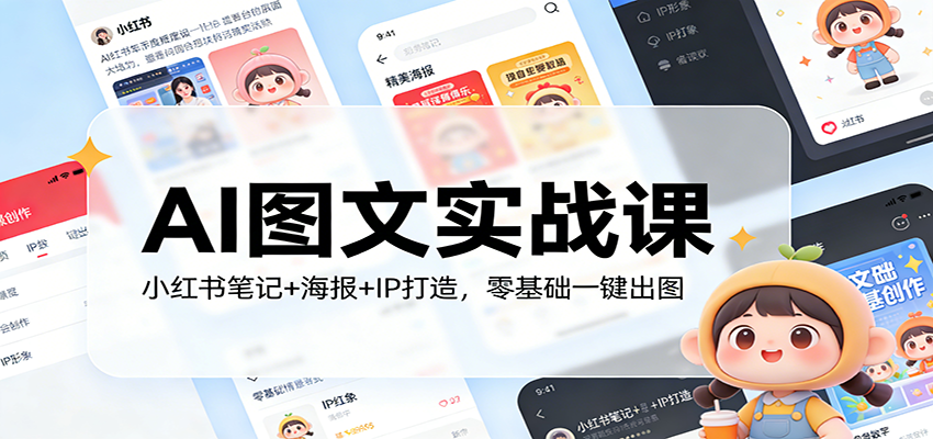 AI图文实战课：小红书笔记+海报+IP打造，零基础一键出图 - 臻优资源网