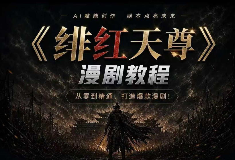 绯红天尊AI漫剧系统教程｜从零入门到精通，工具运用+剧本创作+爆款逻辑+提示词素材+镜头剪辑，全套爆款漫剧落地实战课 - 臻优资源网
