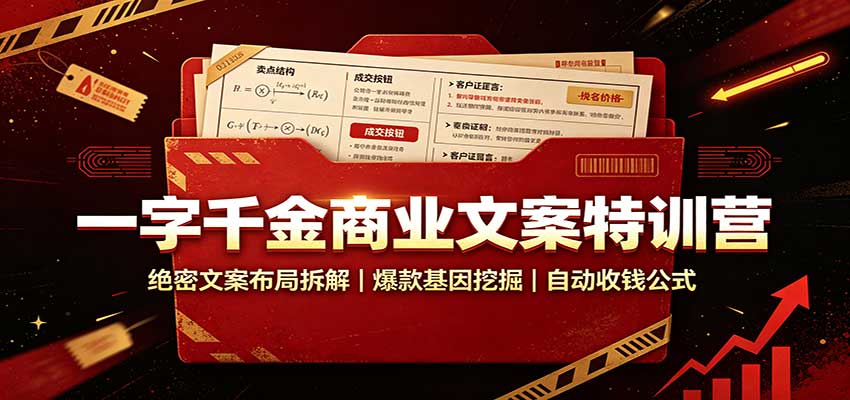 一字千金商业文案特训营：绝密文案布局拆解，爆款基因挖掘，自动收钱公式 - 臻优资源网