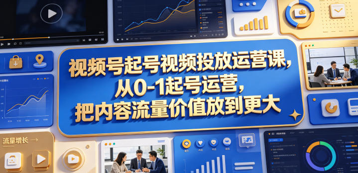 视频号起号视频投放运营课，从0-1起号运营，把内容流量价值放到更大 - 臻优资源网