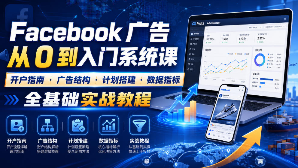 Facebook广告新手从0到入门系统课｜开户指南・广告结构・计划搭建・数据指标全基础实战教程 - 臻优资源网