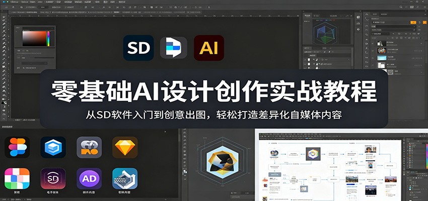 零基础AI设计创作实战教程：从SD软件入门到创意出图，轻松打造差异化自媒体内容 - 臻优资源网