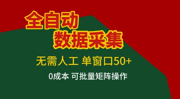 全自动数据采集项目，无需人工，单窗口可达50+收益，操作简单无难度，一个人也能轻松实现矩阵【揭秘】 - 臻优资源网