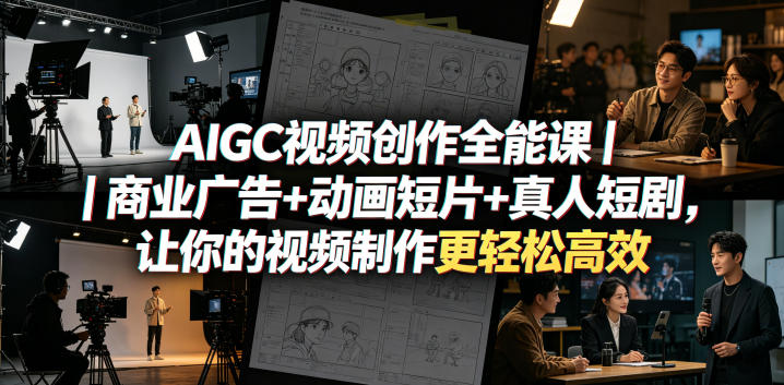 AIGC视频创作全能课｜商业广告+动画短片+真人短剧，让你的视频制作更轻松高效 - 臻优资源网