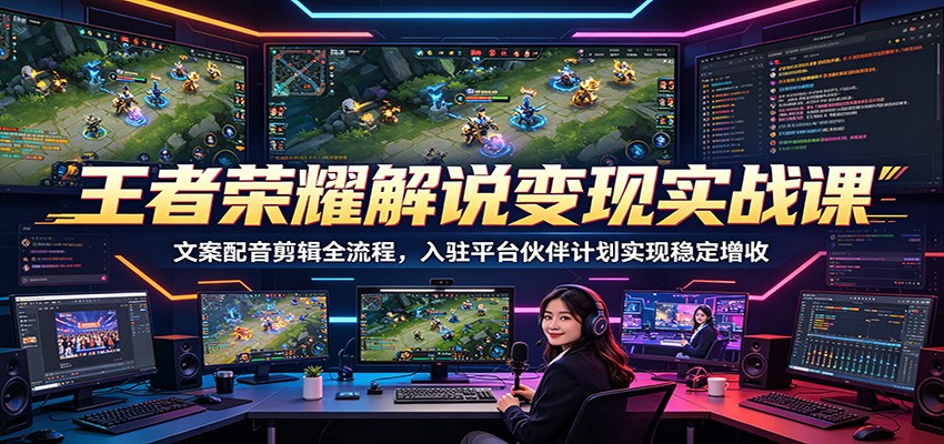 王者荣耀解说变现实战课：文案配音剪辑全流程，入驻平台伙伴计划实现稳定增收 - 臻优资源网