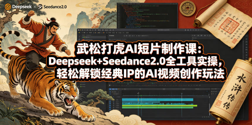 武松打虎AI短片制作课：Deepseek+Seedance2.0全工具实操，轻松解锁经典IP的AI视频创作玩法 - 臻优资源网