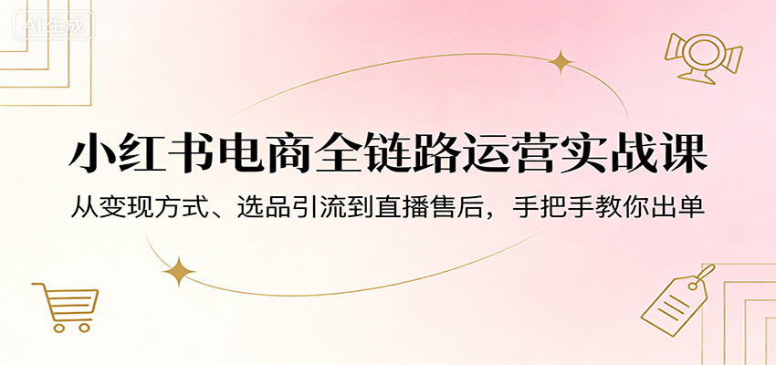 小红书电商全链路运营实战课：从变现方式、选品引流到直播售后，手把手教你出单 - 臻优资源网