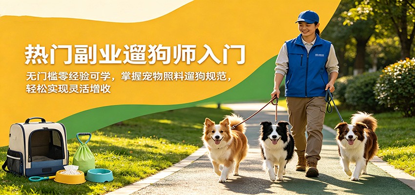 热门副业遛狗师入门，无门槛零经验可学，掌握宠物照料遛狗规范，轻松实现灵活增收 - 臻优资源网