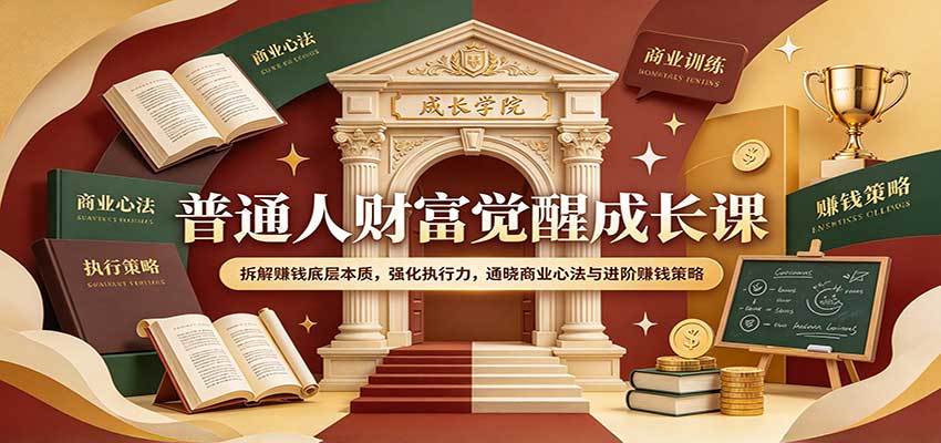 普通人财富觉醒成长课：拆解赚钱底层本质，强化执行力，通晓商业心法与进阶赚钱策略 - 臻优资源网