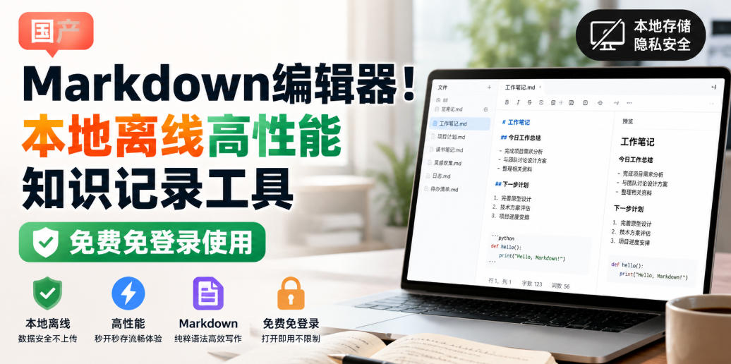 国产Markdown编辑器！本地离线高性能知识记录工具，免费免登录使用 - 臻优资源网