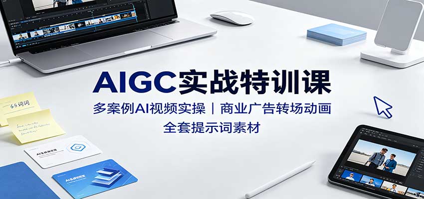 AIGC实战特训课：多案例AI视频实操，商业广告转场动画，全套提示词素材 - 臻优资源网