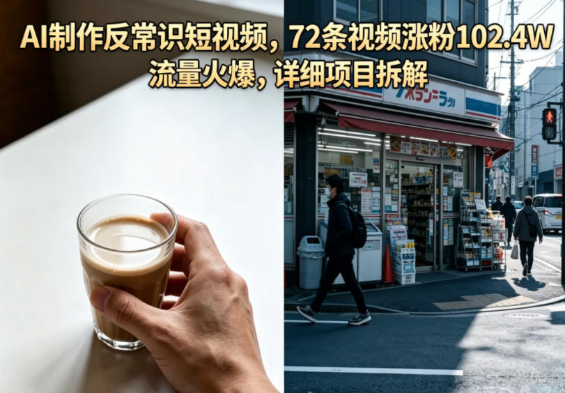 AI制作反常识短视频，72条视频涨粉102.4W，流量火爆，详细项目拆解 - 臻优资源网