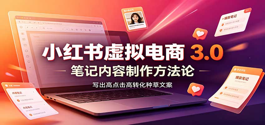 小红书虚拟电商3.0：账号搭建选品开店，笔记内容制作，矩阵投放教学 - 臻优资源网