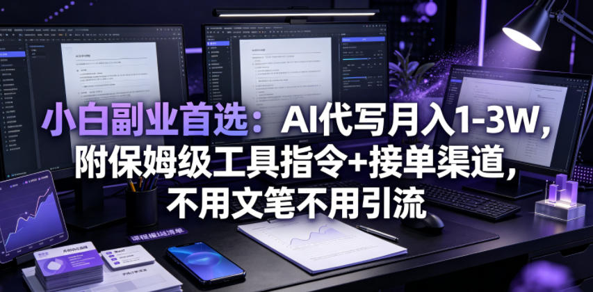 小白副业首选：AI代写月入1-3W，附保姆级工具指令+接单渠道，不用文笔不用引流【揭秘】 - 臻优资源网