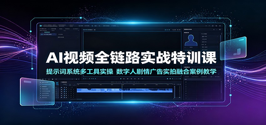 AI视频全链路实战特训课：提示词系统多工具实操，数字人剧情广告实拍融合案例教学 - 臻优资源网