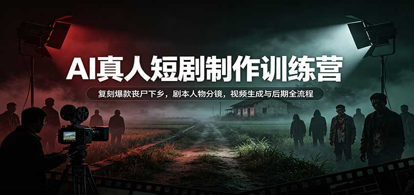 AI真人短剧制作训练营：复刻爆款丧尸下乡，剧本人物分镜，视频生成与后期全流程 - 臻优资源网