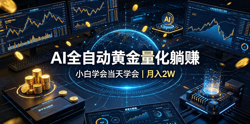 AI全自动黄金量化躺赚：小白学会当天学会，月入2W！ - 臻优资源网