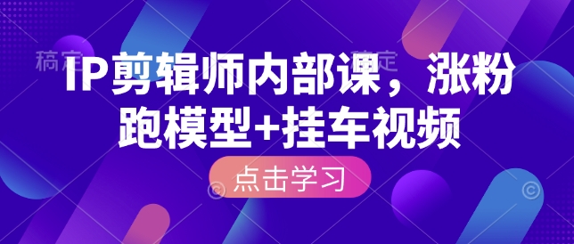 IP剪辑师内部课，涨粉跑模型+挂车视频（更新） - 臻优资源网