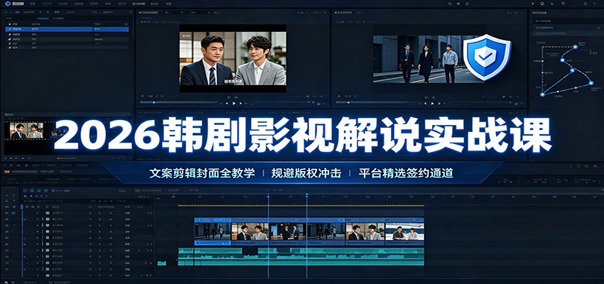 2026韩剧影视解说实战课：文案剪辑封面全教学，规避版权冲击平台精选签约通道 - 臻优资源网