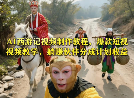 AI西游记视频制作教程，爆款短视频教学，躺賺伙伴分成计划收益 - 臻优资源网