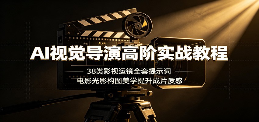 AI视觉导演高阶实战教程：38类影视运镜全套提示词，电影光影构图美学提升成片质感 - 臻优资源网