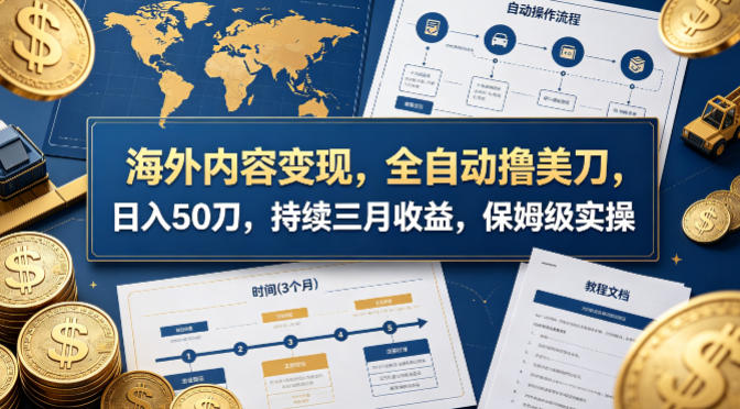 海外内容变现，全自动撸美刀，日入50刀，持续三月收益，保姆级实操【揭秘】 - 臻优资源网