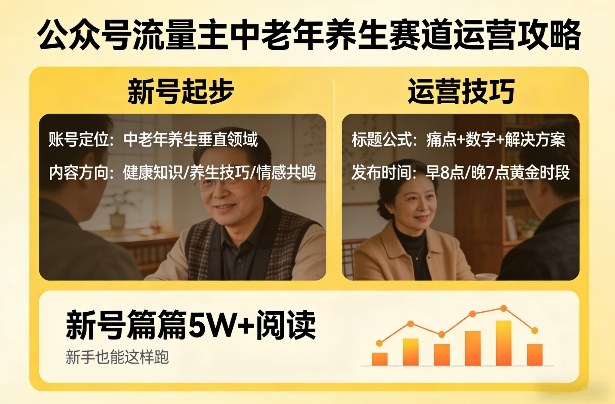 公众号流量主中老年养生赛道，新号篇篇5W+阅读，新手也能这样跑 - 臻优资源网