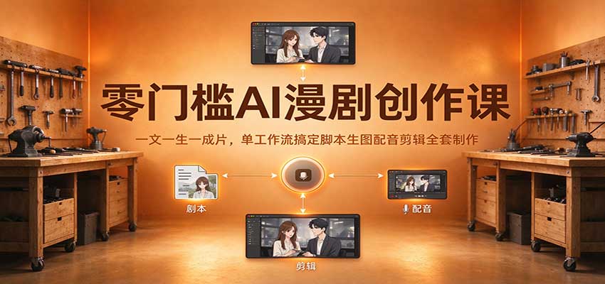 零门槛AI漫剧创作课：一文一生一成片，单工作流搞定脚本生图配音剪辑全套制作 - 臻优资源网