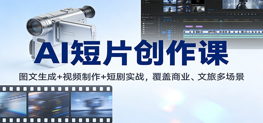 AI短片创作课：图文生成+ 视频制作+短剧实战，覆盖商业、 文旅多场景 - 臻优资源网