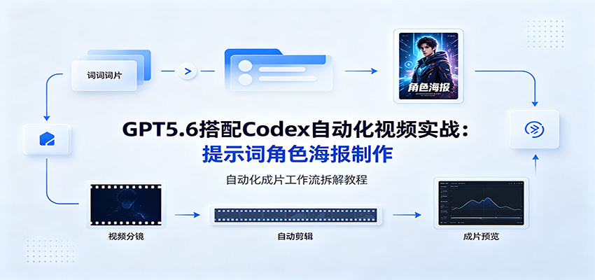 GPT5.6搭配Codex自动化视频实战：提示词角色海报制作，自动化成片工作流拆解教程 - 臻优资源网