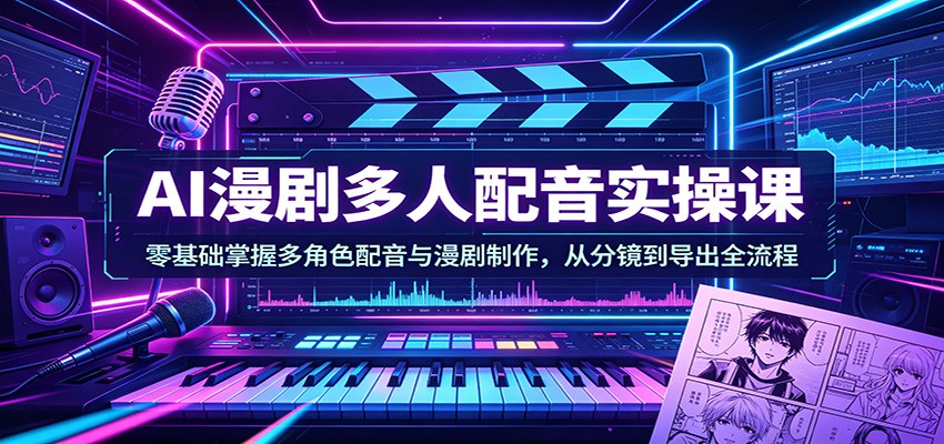AI漫剧多人配音实操课：零基础掌握多角色配音与漫剧制作，从分镜到导出全流程 - 臻优资源网