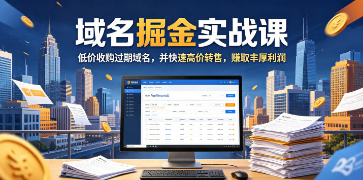 域名交易掘金实战课，低价收购过期域名，并快速高价转售，賺取丰厚利润【原创双语字幕】 - 臻优资源网