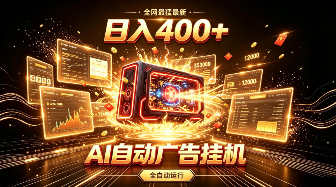 全网最猛最新的AI自动广告挂G，狠收益日入400+，真正做到躺賺式变现【揭秘】 - 臻优资源网