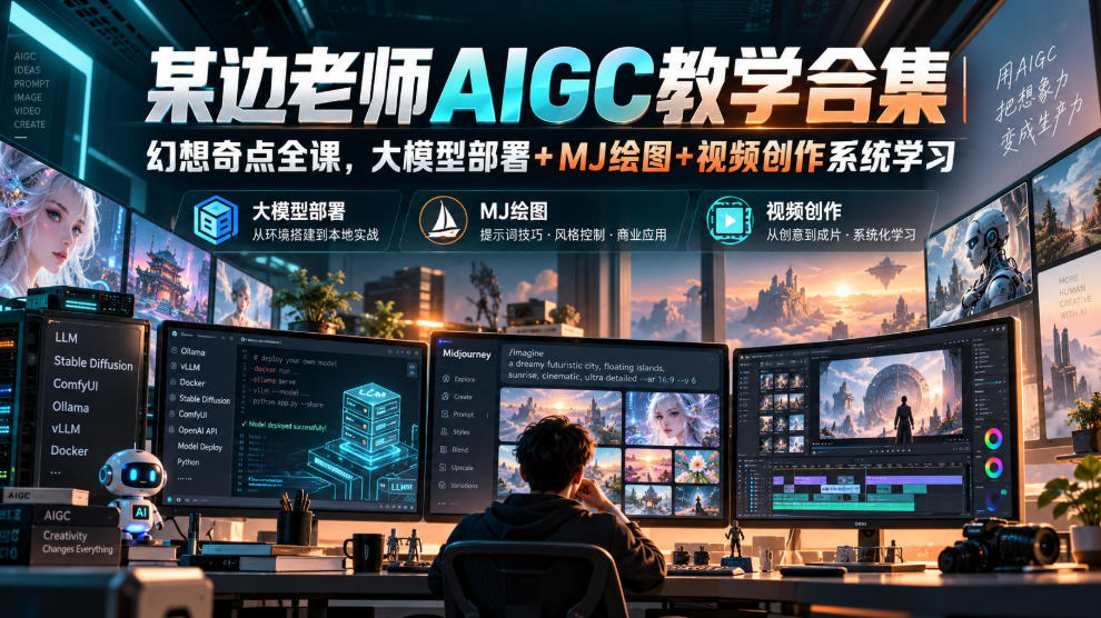 某边老师AIGC教学合集｜幻想奇点全课，大模型部署+MJ绘图+视频创作系统学习 - 臻优资源网