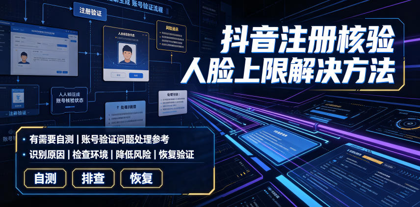抖音注册核验人脸上限解决方法，有需要自测 - 臻优资源网