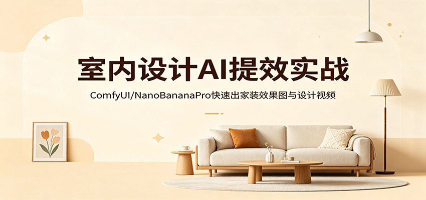室内设计AI提效实战：ComfyUI/NanoBananaPro快速出家装效果图与设计视频 - 臻优资源网