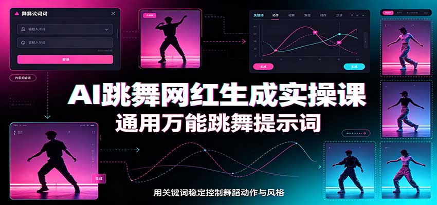 AI跳舞网红生成实操课：通用万能跳舞提示词，多模型适配，人物舞蹈视频制作全套教学 - 臻优资源网